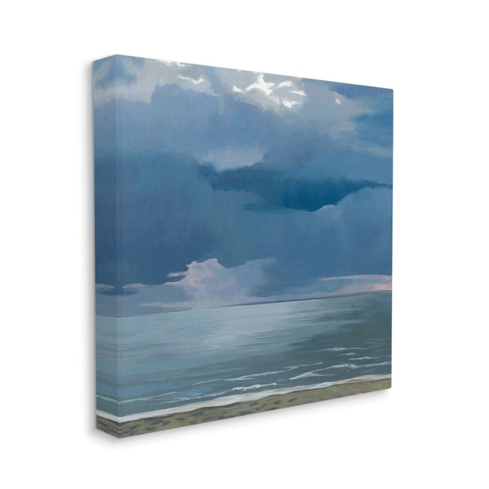 Stupell Industries Gloomy Cloud Beachscape Pastel Blue Brown Painting Canvas Wall Art Design by Kathrine Lovell, 36" x 36"