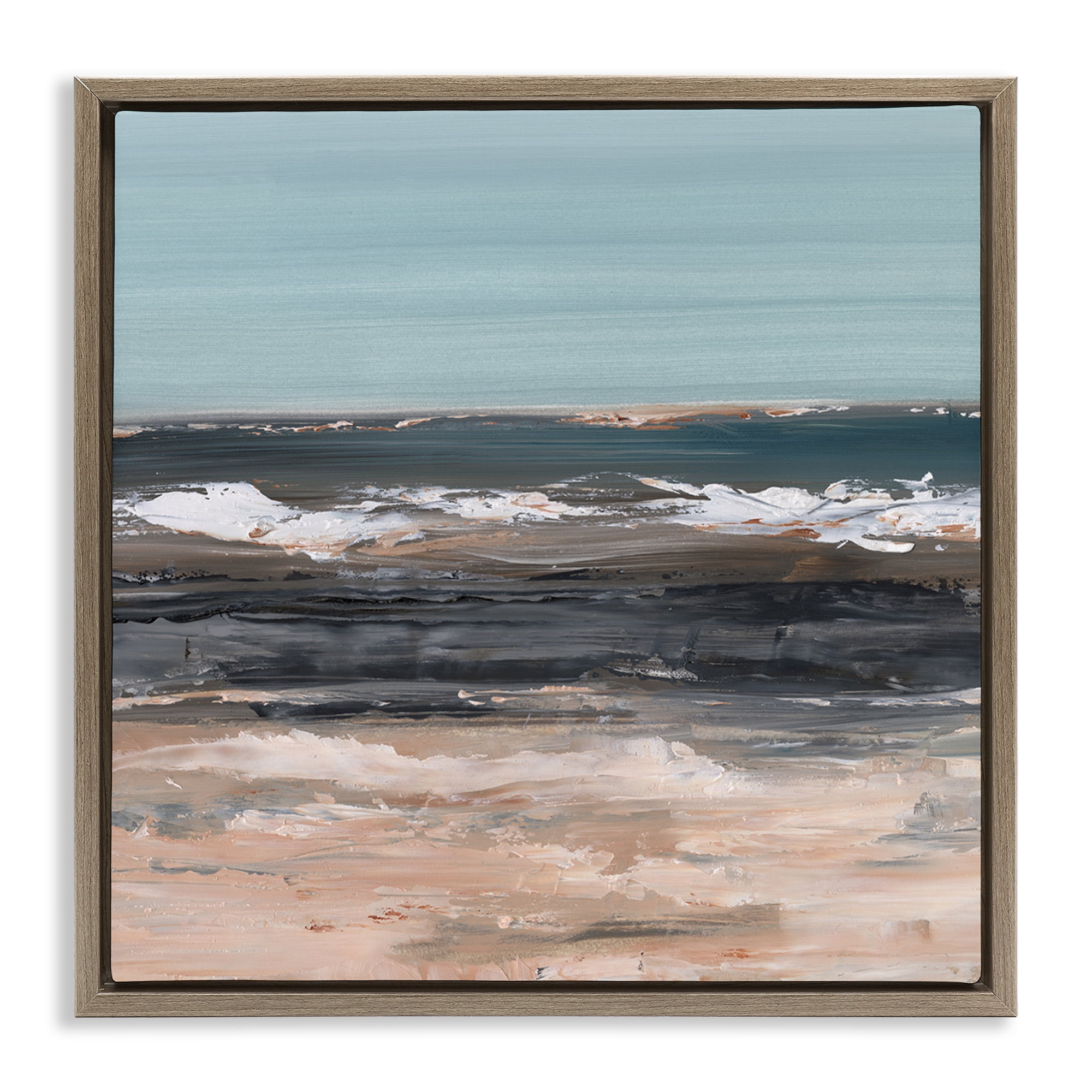 Stupell Industries Gloomy Traditional Beach Landscape & Nature Painting Brown Floater Framed Canvas Art Print Wall Art, 25 x 25