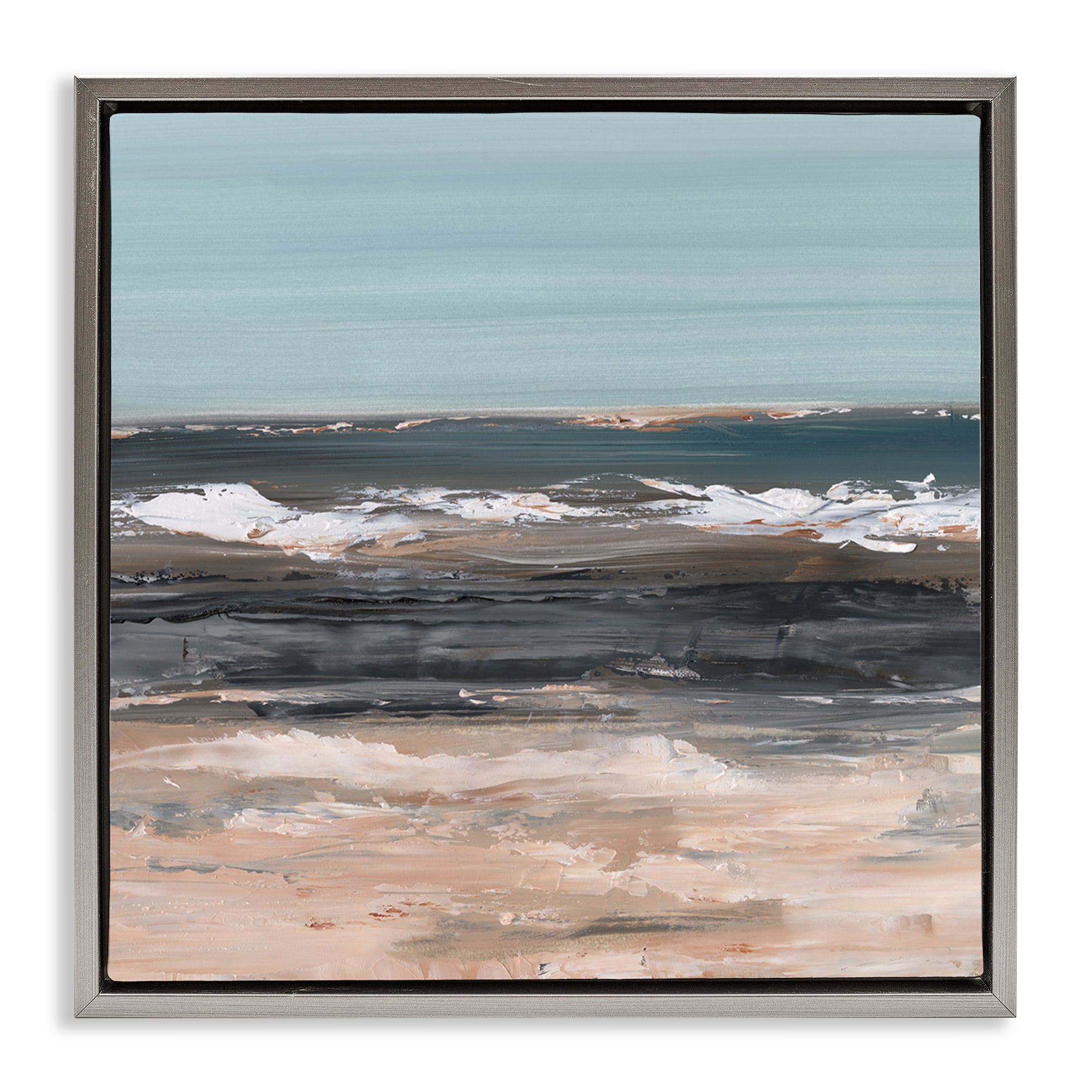 Stupell Industries Gloomy Traditional Beach Landscape & Nature Painting Gray Floater Framed Canvas Art Print Wall Art, 25 x 25