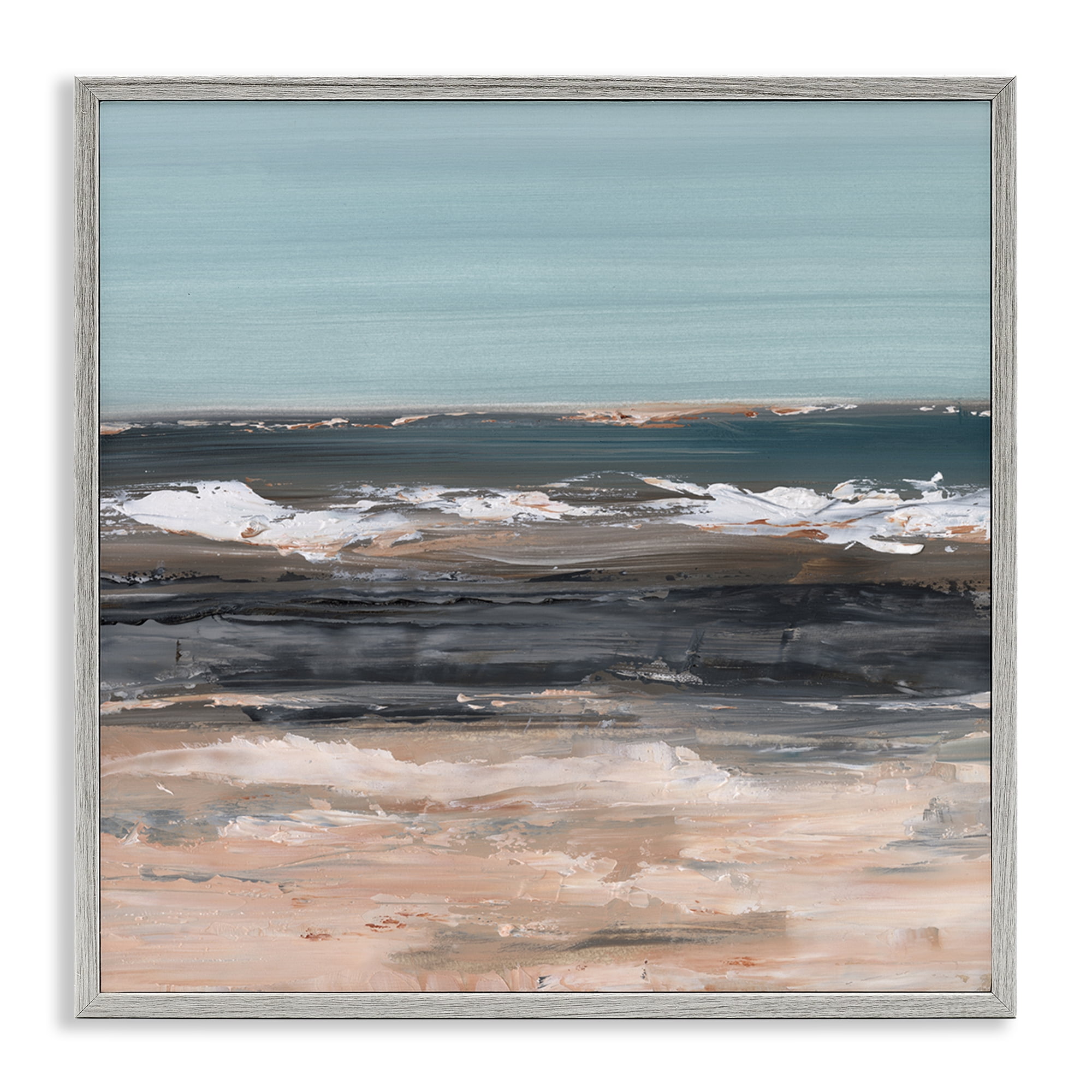 Stupell Industries Gloomy Traditional Beach Landscape & Nature Painting Gray Framed Art Print Wall Art, 24 x 24