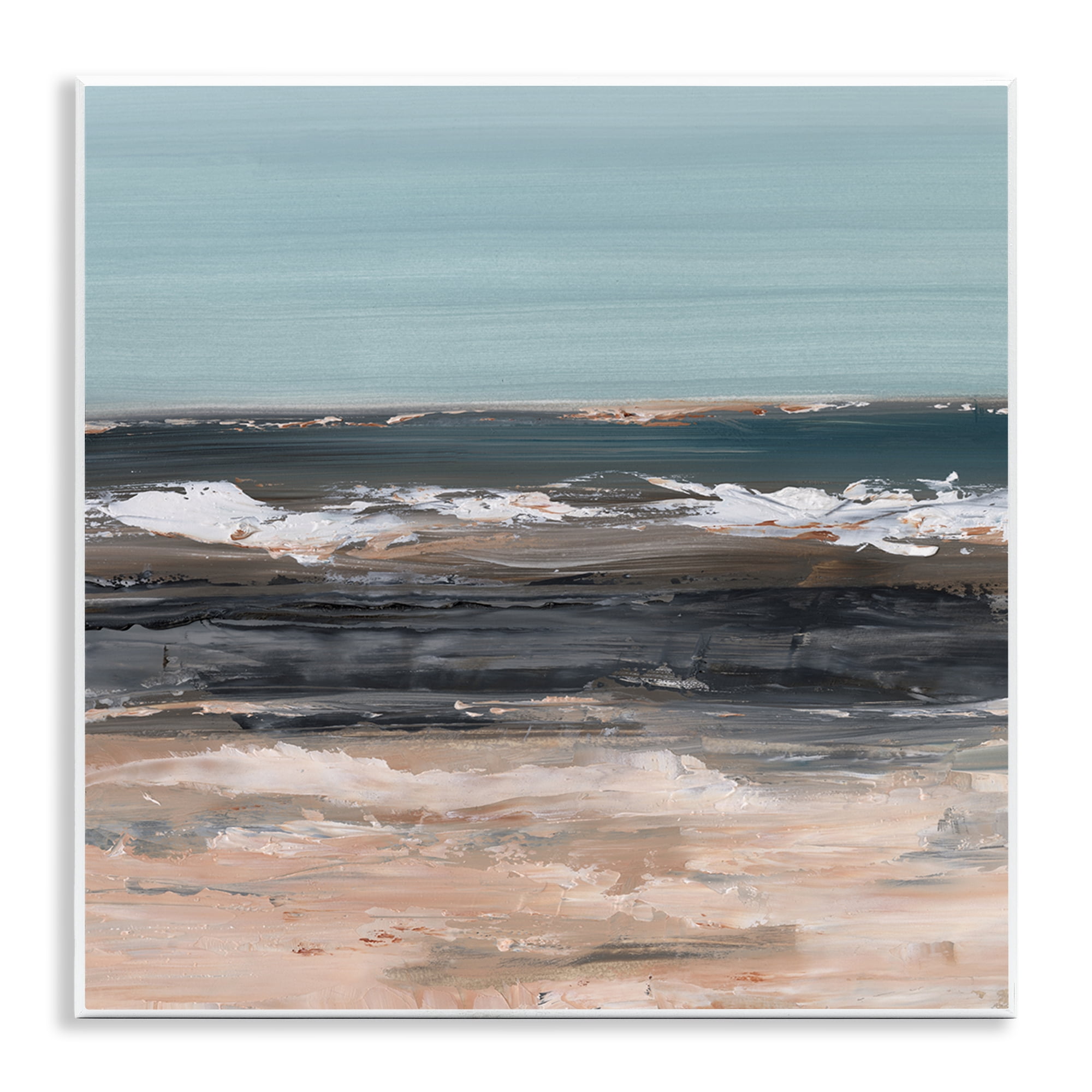 Stupell Industries Gloomy Traditional Beach Landscape & Nature Painting Unframed Art Print Wall Art, 12 x 12