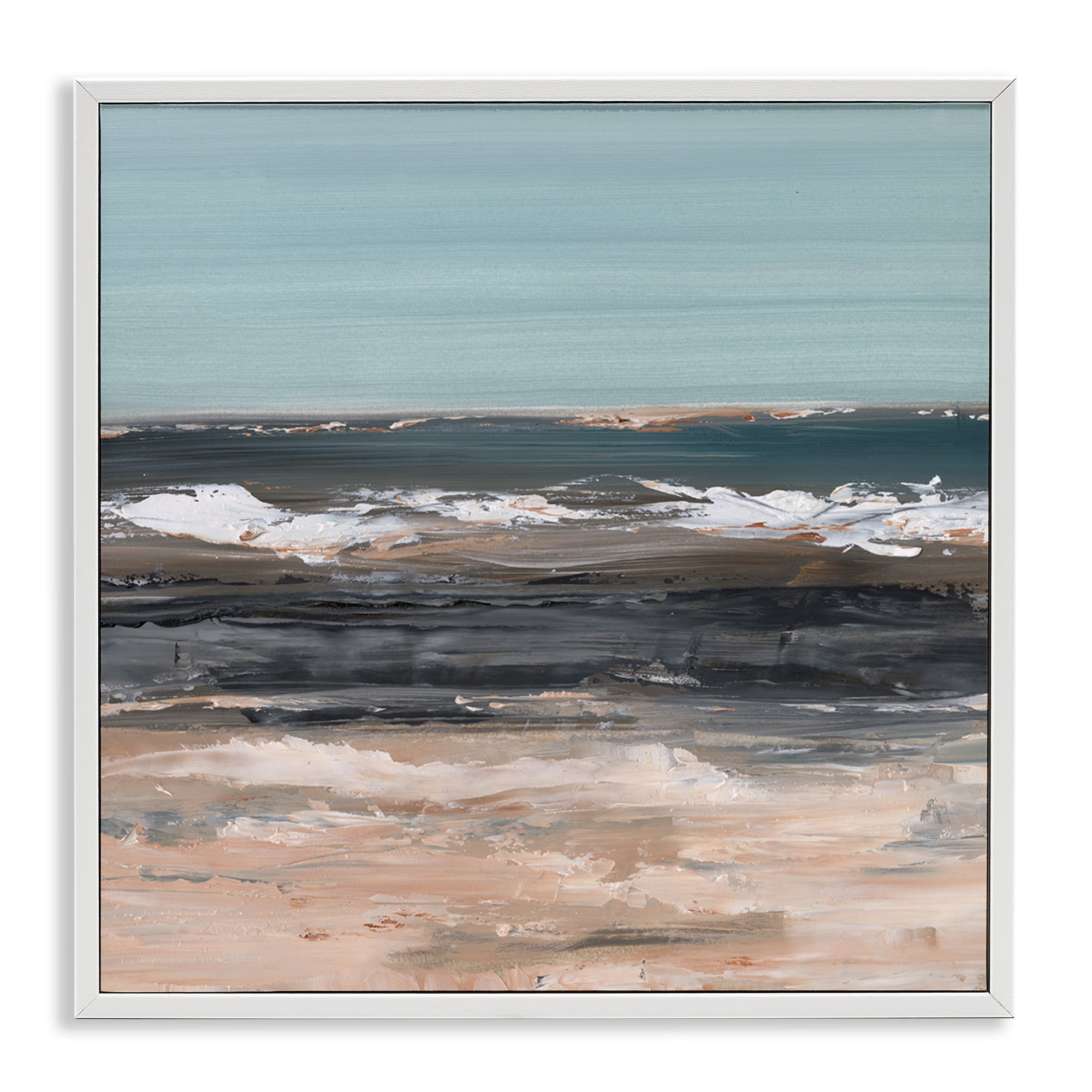 Stupell Industries Gloomy Traditional Beach Landscape & Nature Painting White Framed Art Print Wall Art, 24 x 24