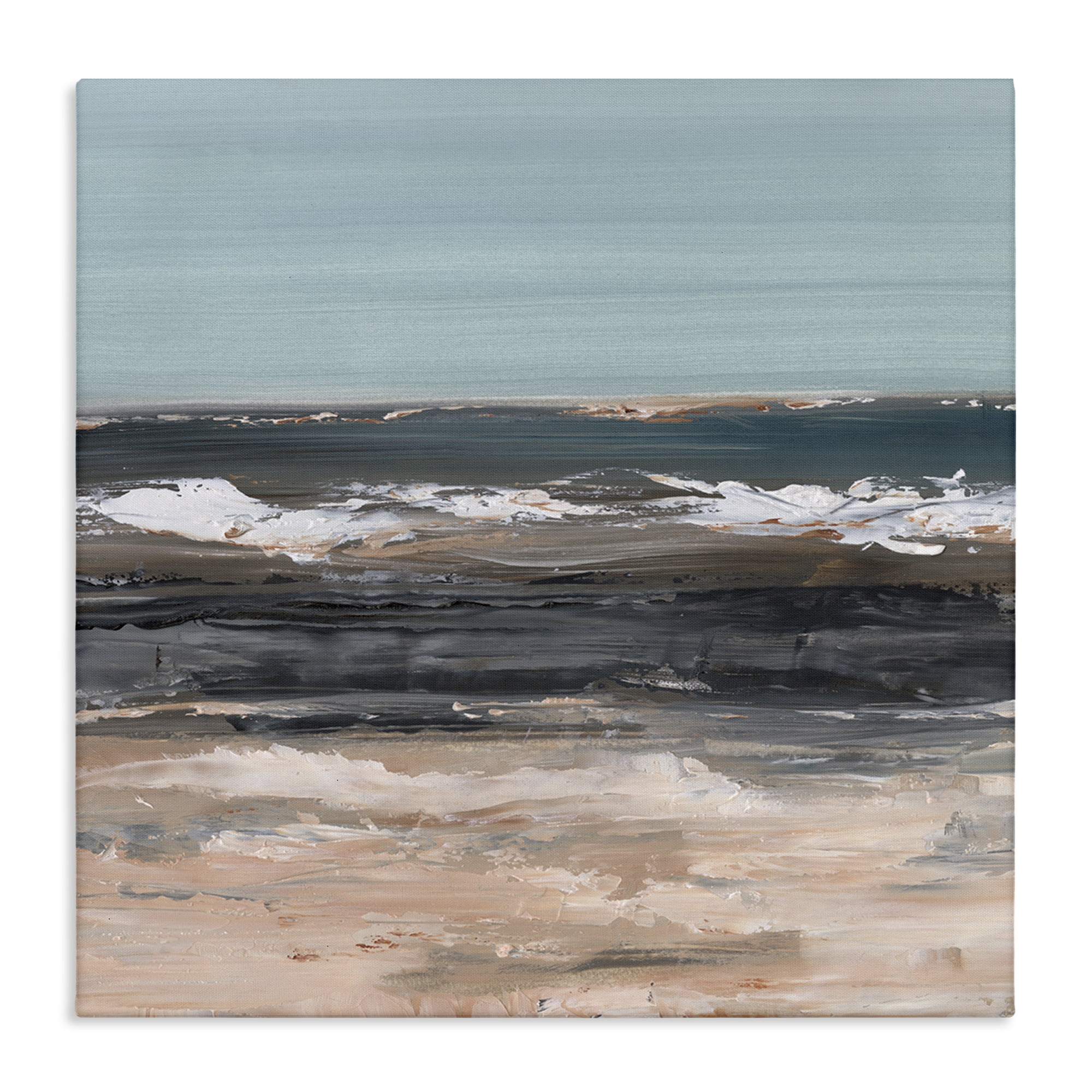 Stupell Industries Gloomy Traditional Beach Landscape & Nature Painting Wrapped Canvas Art Print Wall Art, 17 x 17