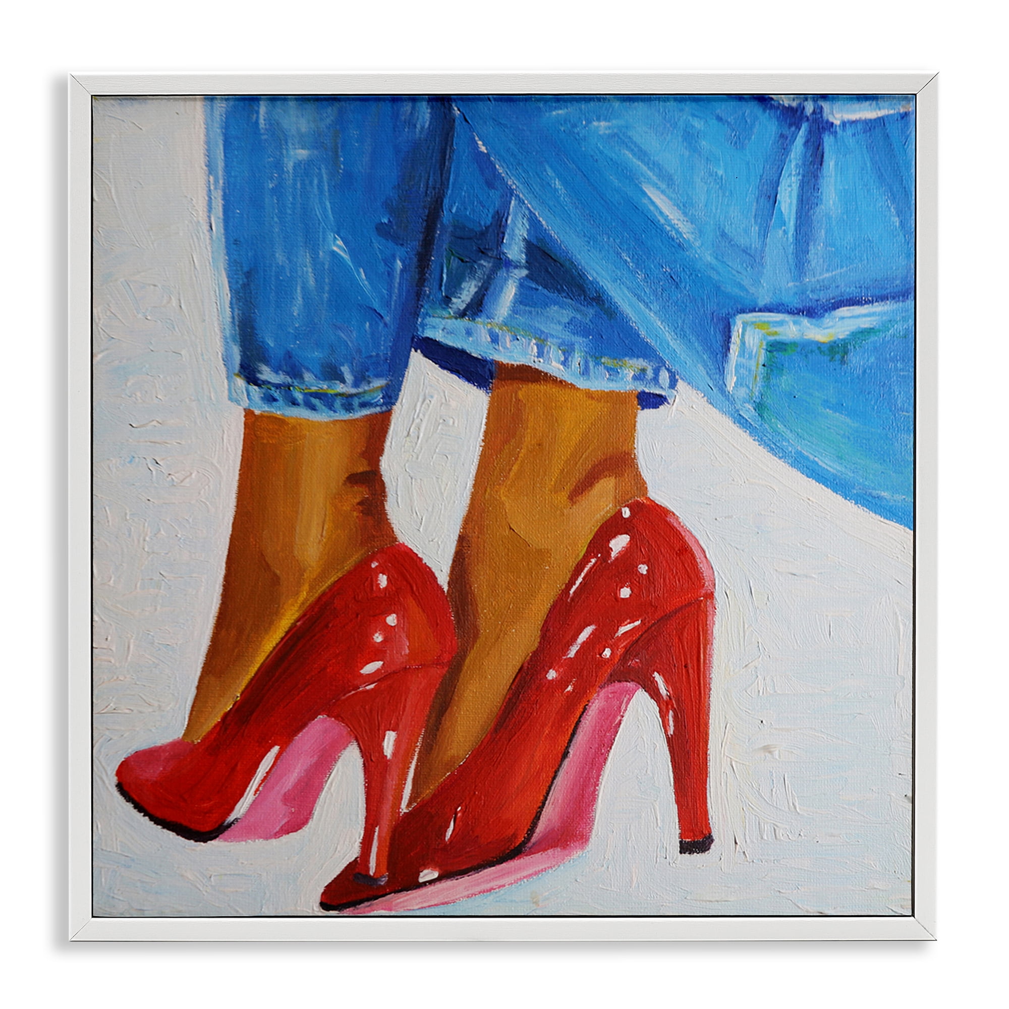 Stupell Industries Glossy Red Pumps & Jeans White Framed Giclee Art, design by Violeta Vollmer