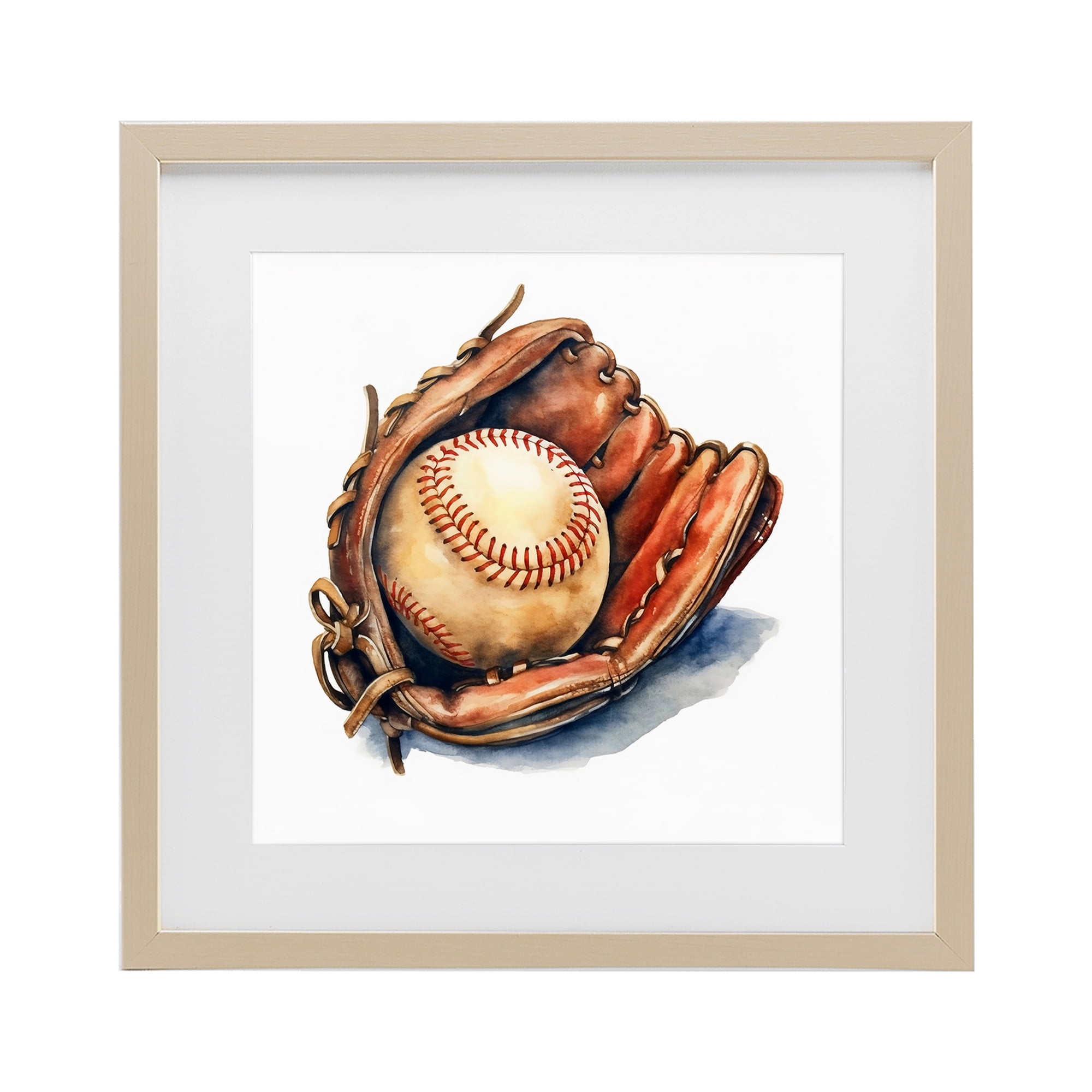 Stupell Industries Glove & Ball in Leather Birch Framed Print Under Glass, design by Creative Studio