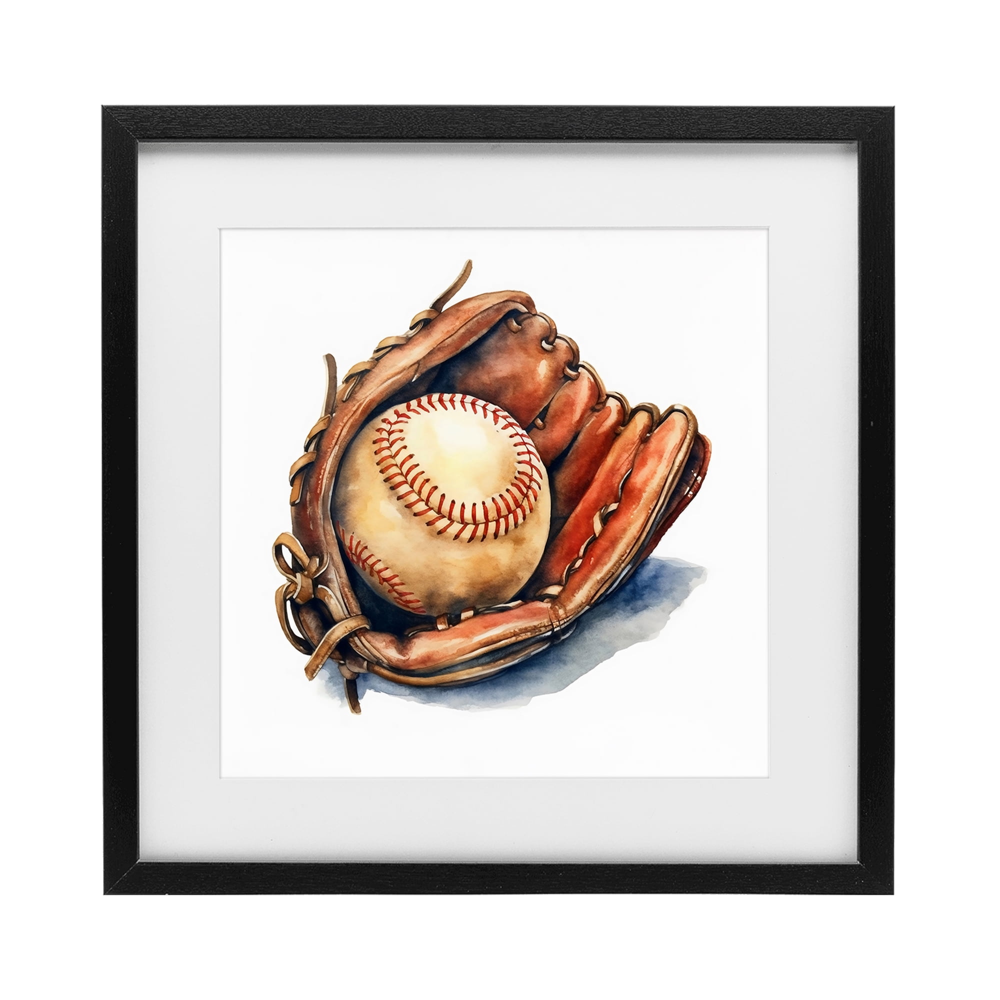 Stupell Industries Glove & Ball in Leather Black Framed Print Under Glass, design by Creative Studio