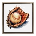 thumbnail image 1 of Stupell Industries Eclectic Glove & Ball in Leather Brown Floating Frame Canvas Art, 25 x 25, by Creative Studio, 1 of 8