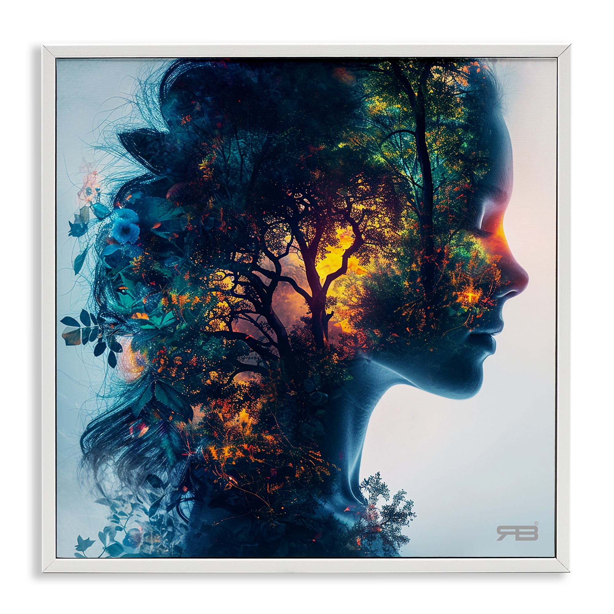 Stupell Industries Glowing Tree Girl Portrait People Painting White Framed Art Print Wall Art, 24 x 24
