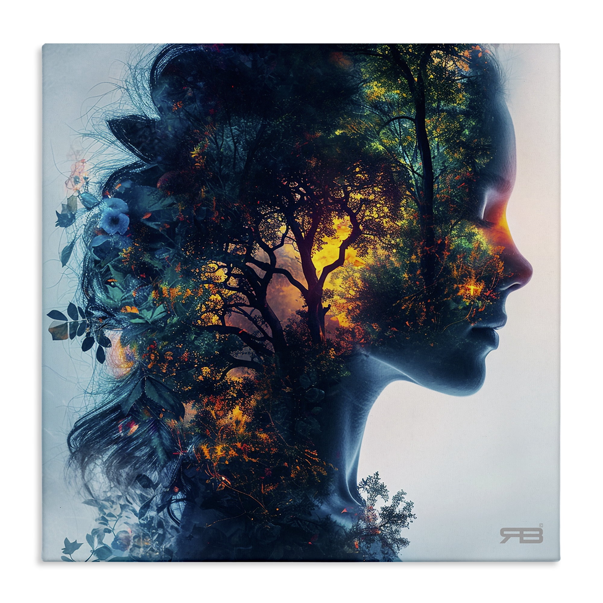 Stupell Industries Glowing Tree Girl Portrait People Painting Wrapped Canvas Art Print Wall Art, 30 x 30