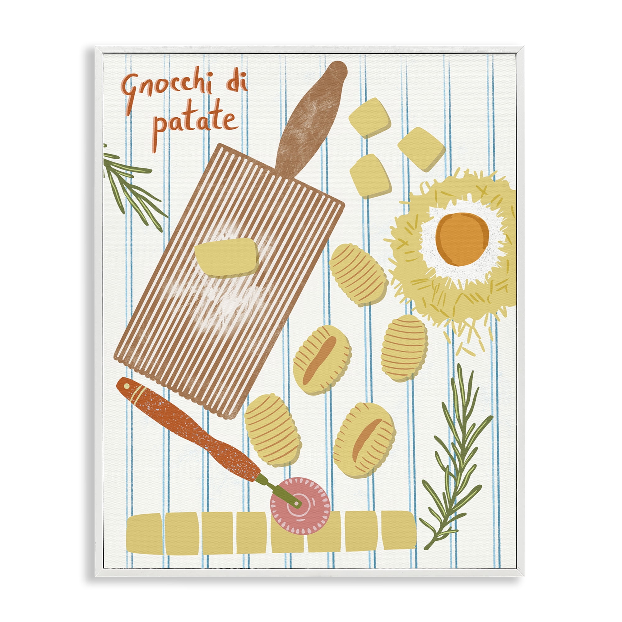 Stupell Industries Gnocchi & Patate Meal Food & Beverage Painting White Framed Art Print Wall Art, 16 x 20