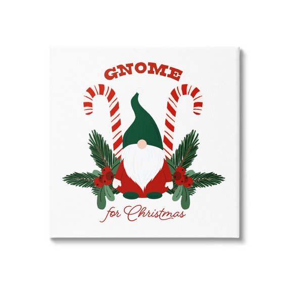 Stupell Industries Gnome For Christmas Candy Canes Graphic Art Gallery Wrapped Canvas Print Wall Art, Design by The Saturday Evening Post