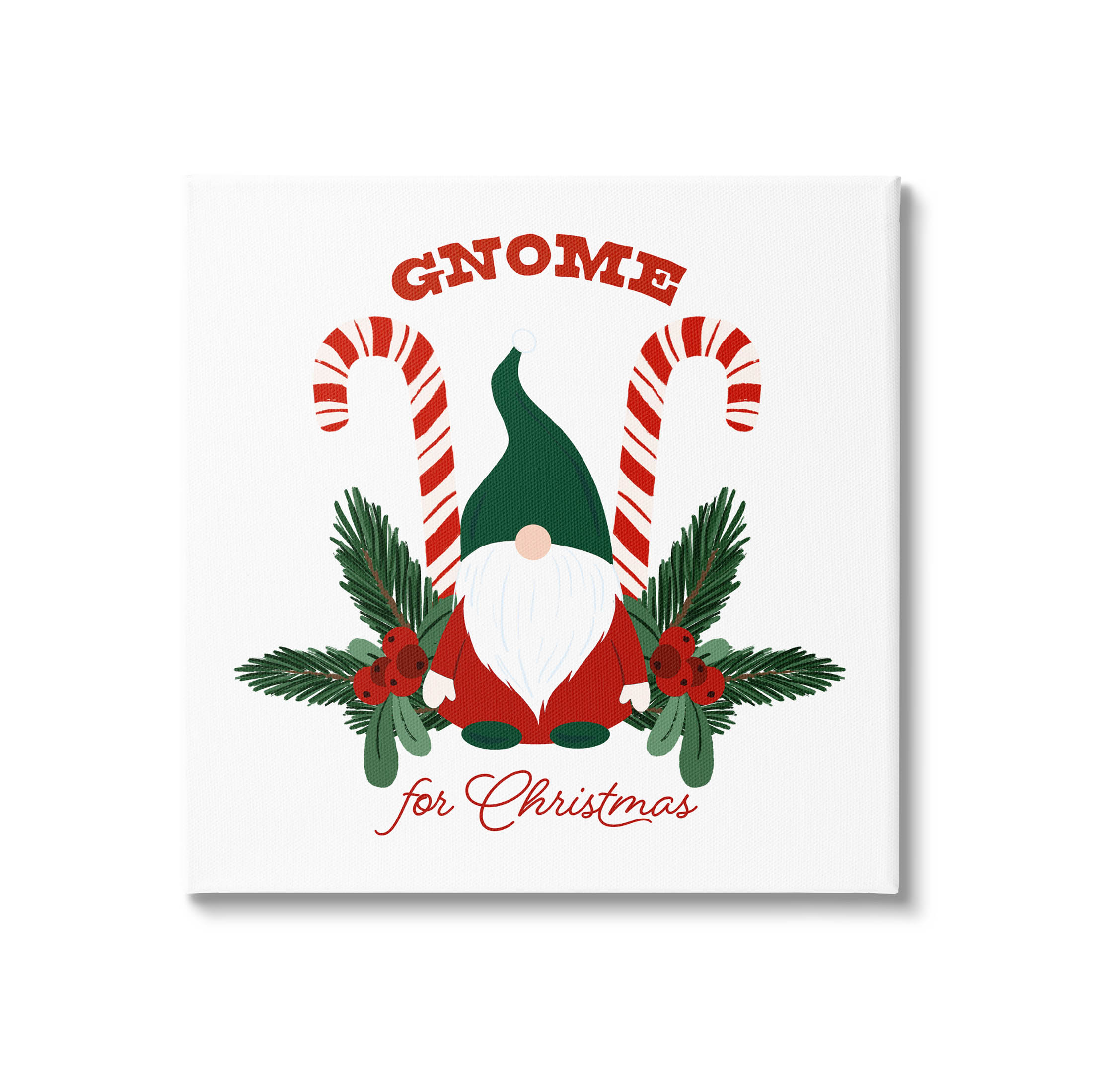 Stupell Industries Gnome For Christmas Candy Canes Graphic Art Gallery Wrapped Canvas Print Wall Art, Design by The Saturday Evening Post