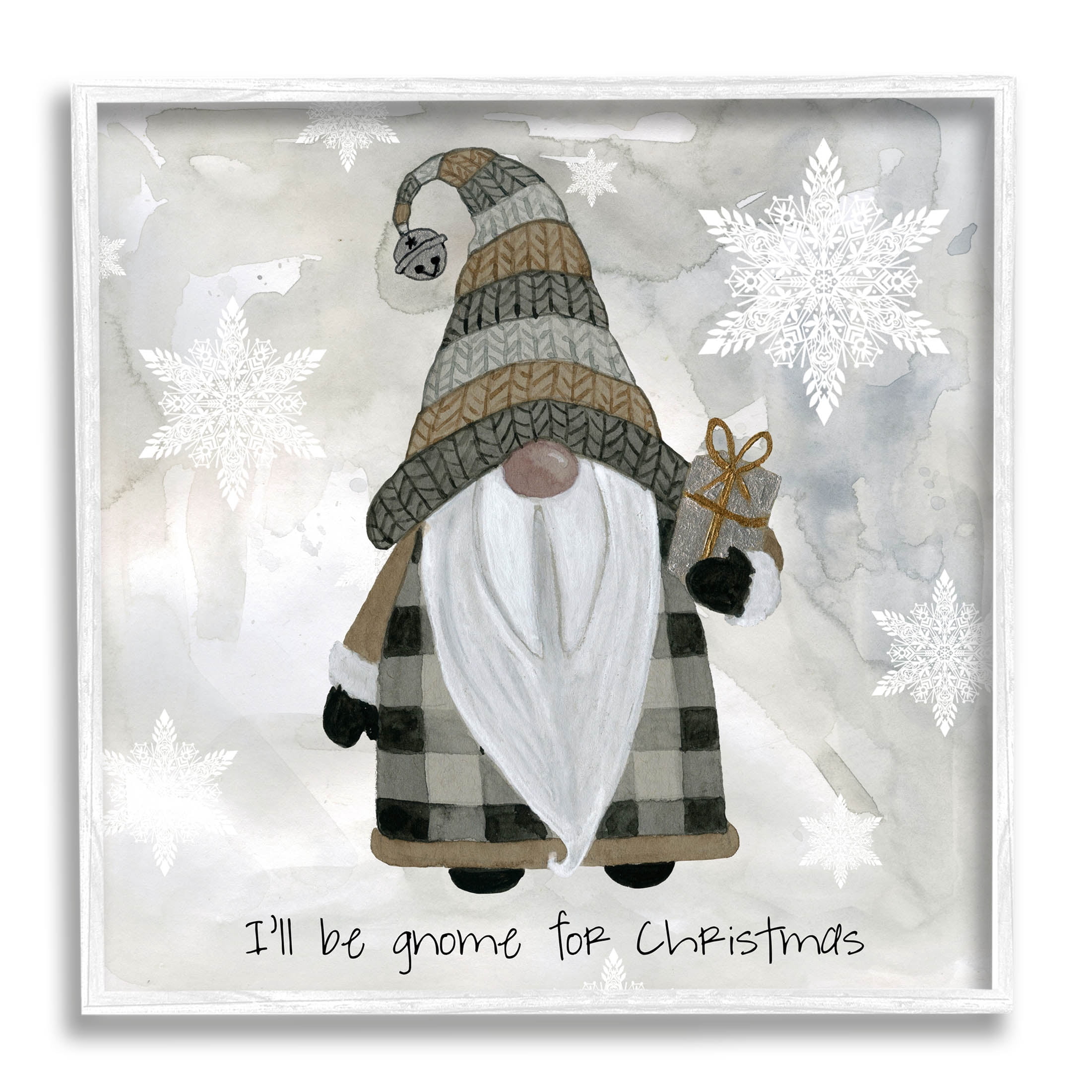 Stupell Industries Gnome For Christmas Phrase Graphic Art White Framed Art Print Wall Art, Design by Livi Finn