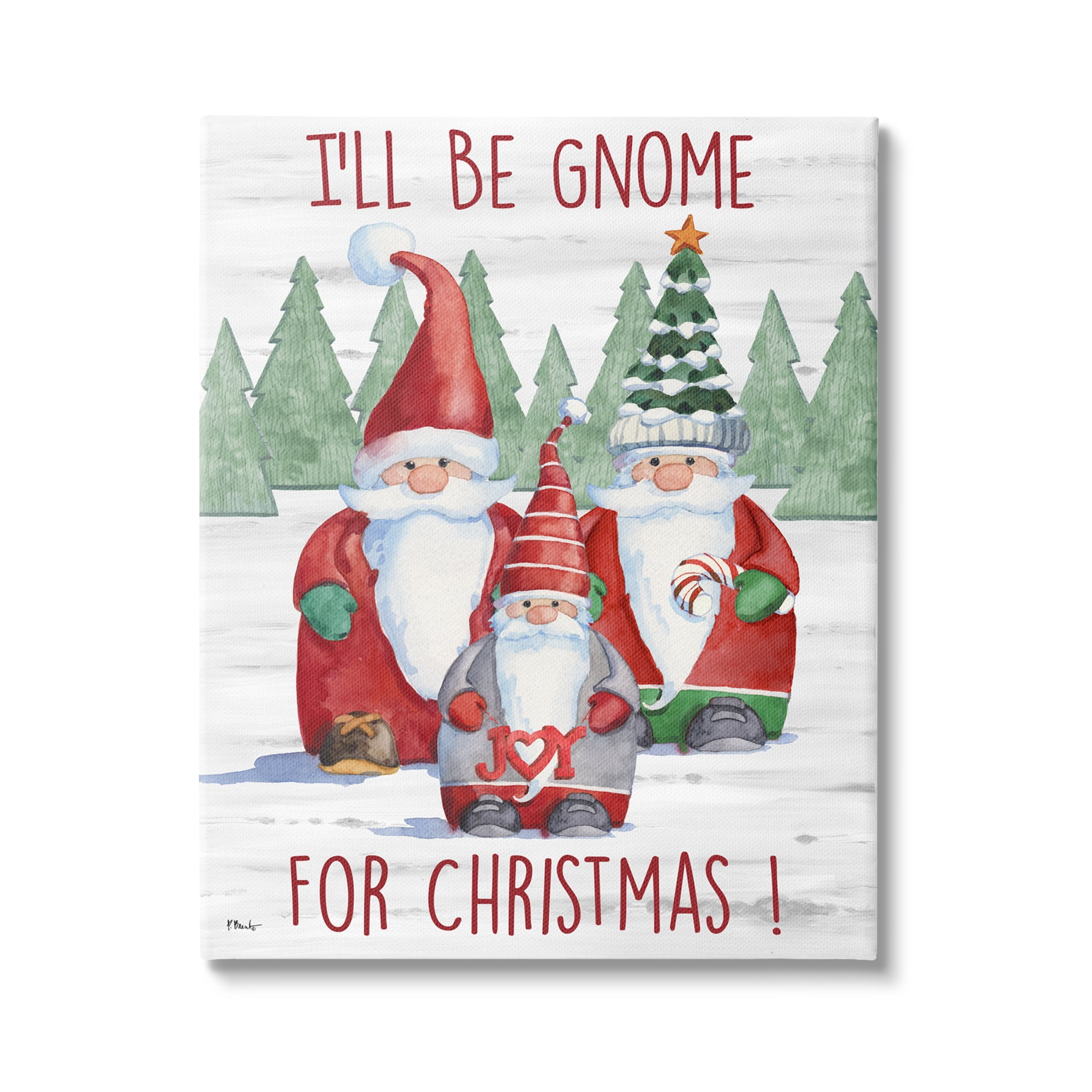 Stupell Industries Gnome For Christmas Phrase Holiday Painting Gallery Wrapped Canvas Print Wall Art, 30 x 40