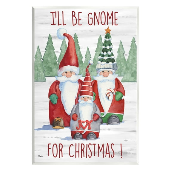 Stupell Industries Gnome For Christmas Phrase Holiday Painting Unframed Art Print Wall Art, 13 x 19