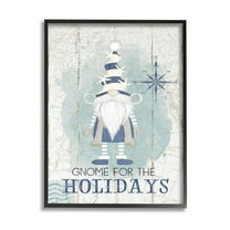 Stupell Industries Gnome For The Holidays Nautical Graphic Art Black Framed Art Print Wall Art, Design by Jennifer Pugh
