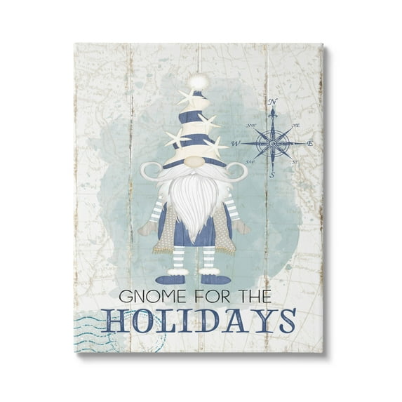 Stupell Industries Gnome For The Holidays Nautical Graphic Art Gallery Wrapped Canvas Print Wall Art, Design by Jennifer Pugh