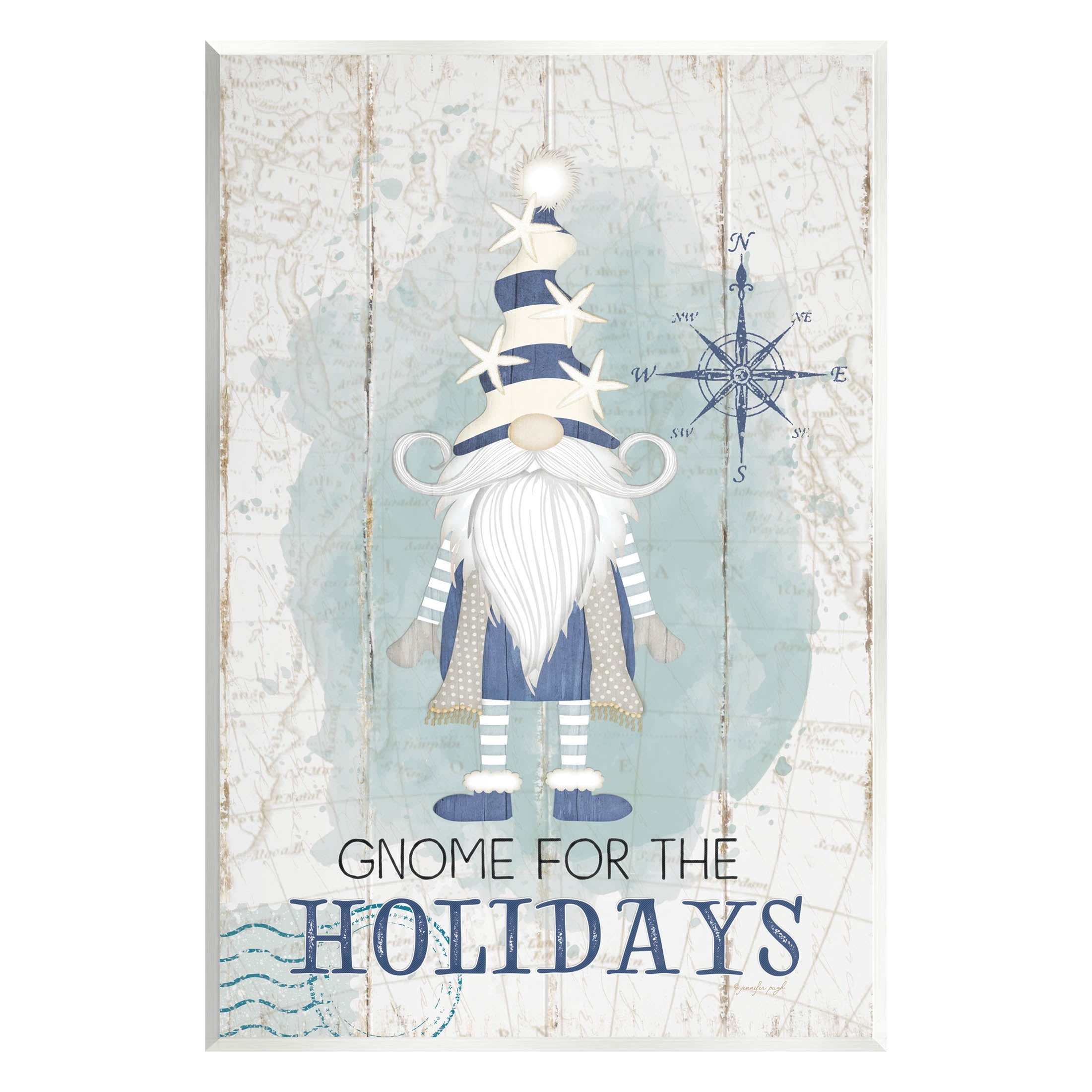 Stupell Industries Gnome For The Holidays Nautical Graphic Art Unframed Art Print Wall Art, Design by Jennifer Pugh