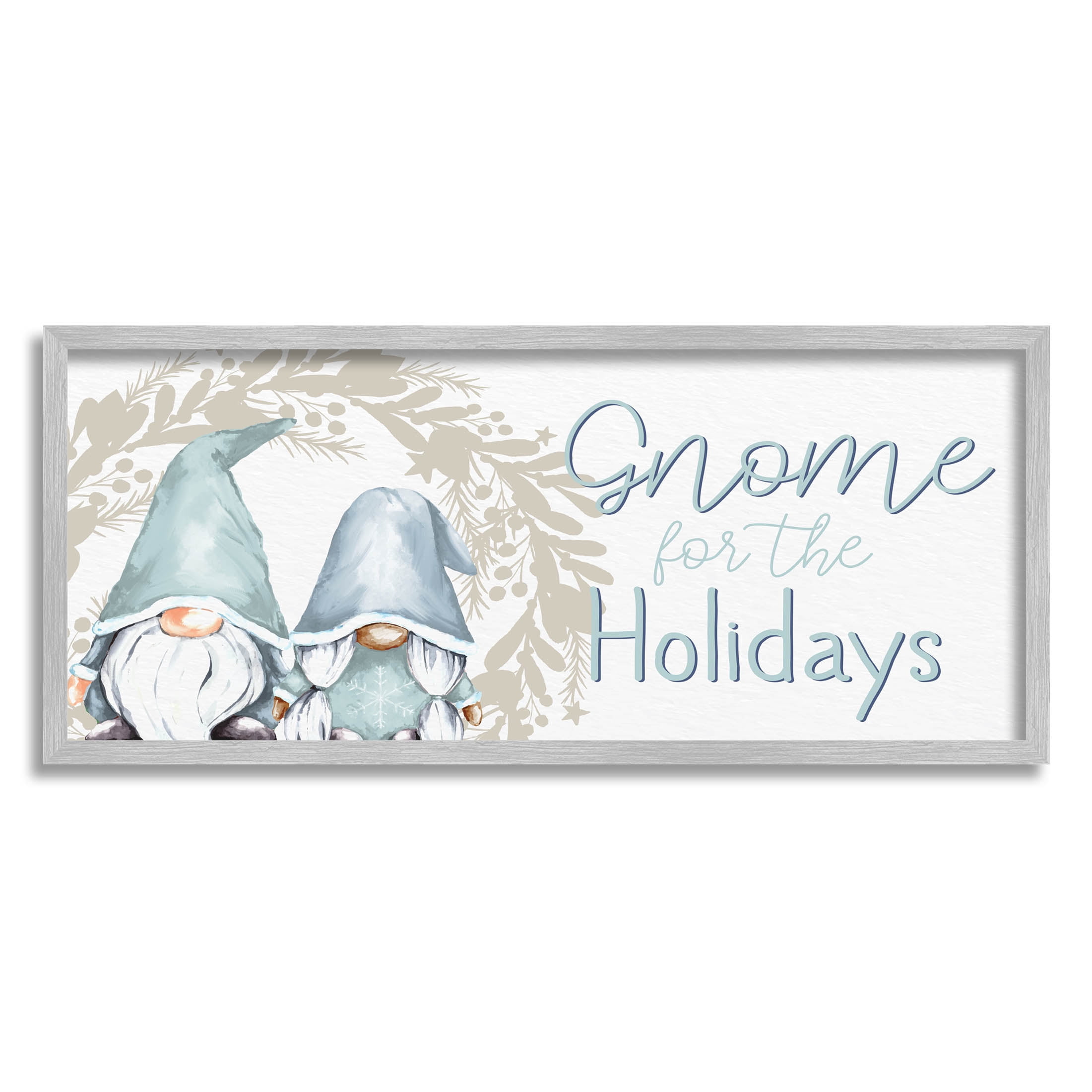 Stupell Industries Gnome For The Holidays Phrase Graphic Art Gray Framed Art Print Wall Art, Design by Kim Allen