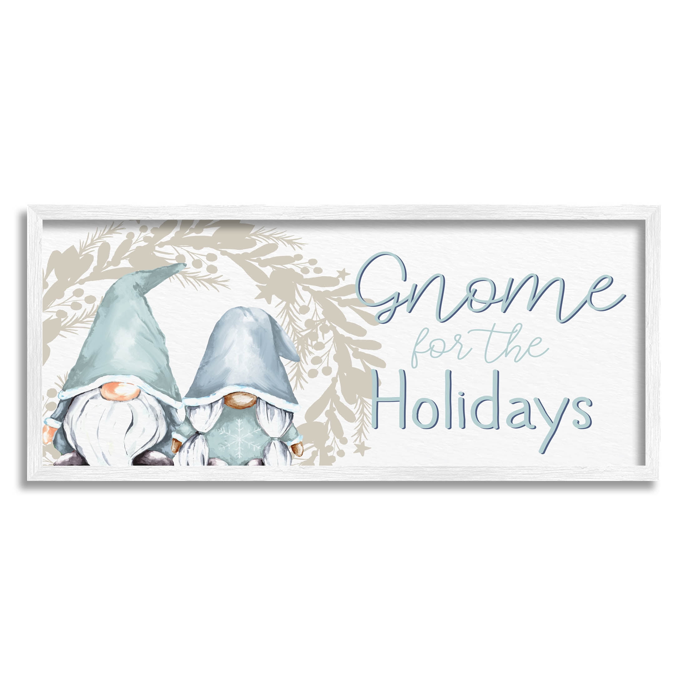 Stupell Industries Gnome For The Holidays Phrase Graphic Art White Framed Art Print Wall Art, Design by Kim Allen