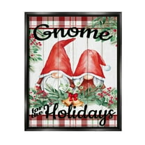 Stupell Industries Gnome For The Holidays Plaid Graphic Art Jet Black Floating Framed Canvas Print Wall Art, Design by Kim Allen