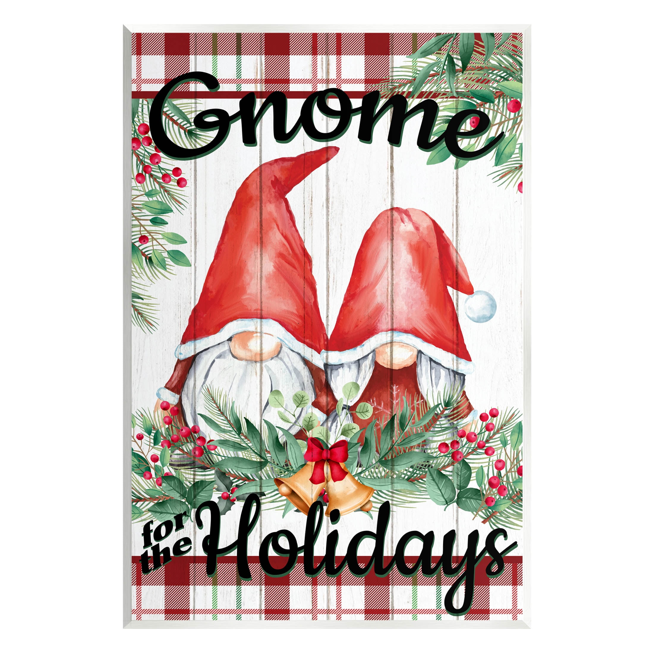Stupell Industries Gnome For The Holidays Plaid Graphic Art Unframed Art Print Wall Art, Design by Kim Allen