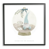 Stupell Industries Gnome For The Holidays Seashells Graphic Art Black Framed Art Print Wall Art, Design by Leah Straatsma