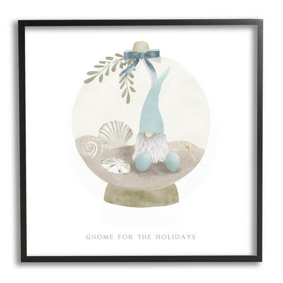 Stupell Industries Gnome For The Holidays Seashells Graphic Art Black Framed Art Print Wall Art, Design by Leah Straatsma