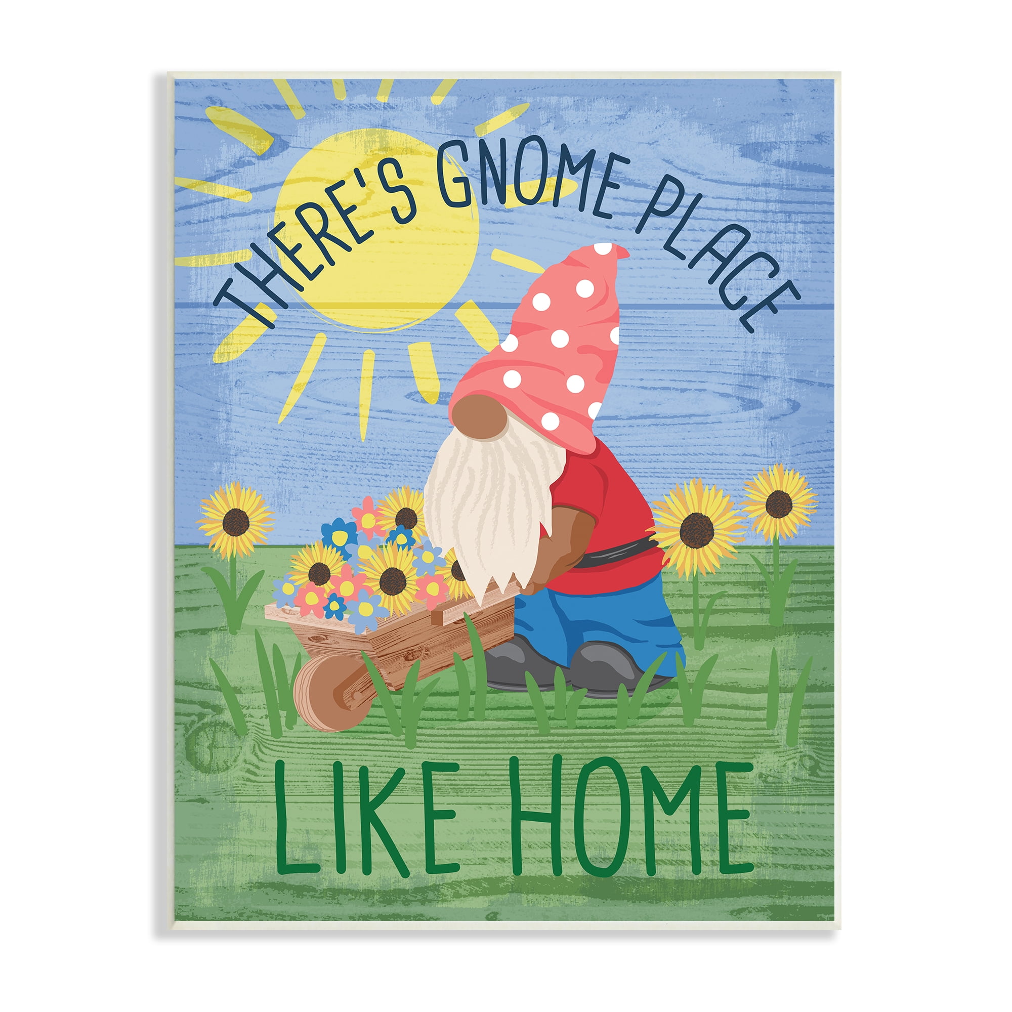 Stupell Industries Gnome Place Like Home Pun Playful Garden Creature, 10 x 15, Designed by Jennifer Ellory