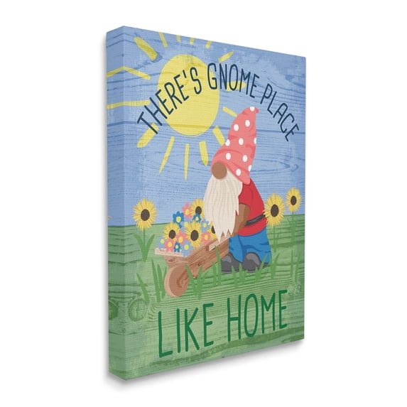 Stupell Industries Gnome Place Like Home Pun Playful Garden Creature, 36 x 48, Designed by Jennifer Ellory