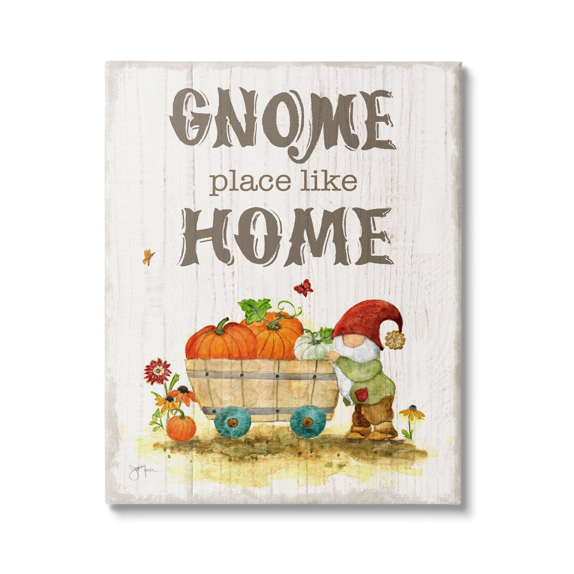 Stupell Industries Gnome Pun Garden Harvest Botanical & Floral Painting Gallery Wrapped Canvas Art Print Wall Art, 24 x 30