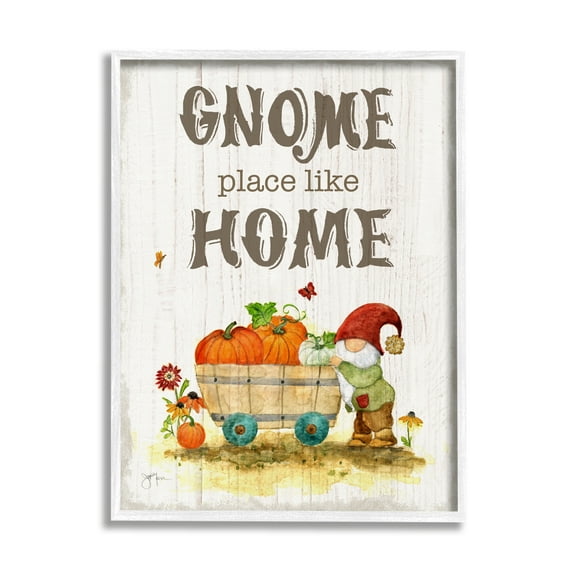 Stupell Industries Gnome Pun Garden Harvest Botanical & Floral Painting White Framed Art Print Wall Art, 24 x 30