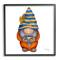 Stupell Industries Gnome Steaming Coffee Cup Drink Fairy Tales & Fantasy Painting Black Framed Art Print Wall Art