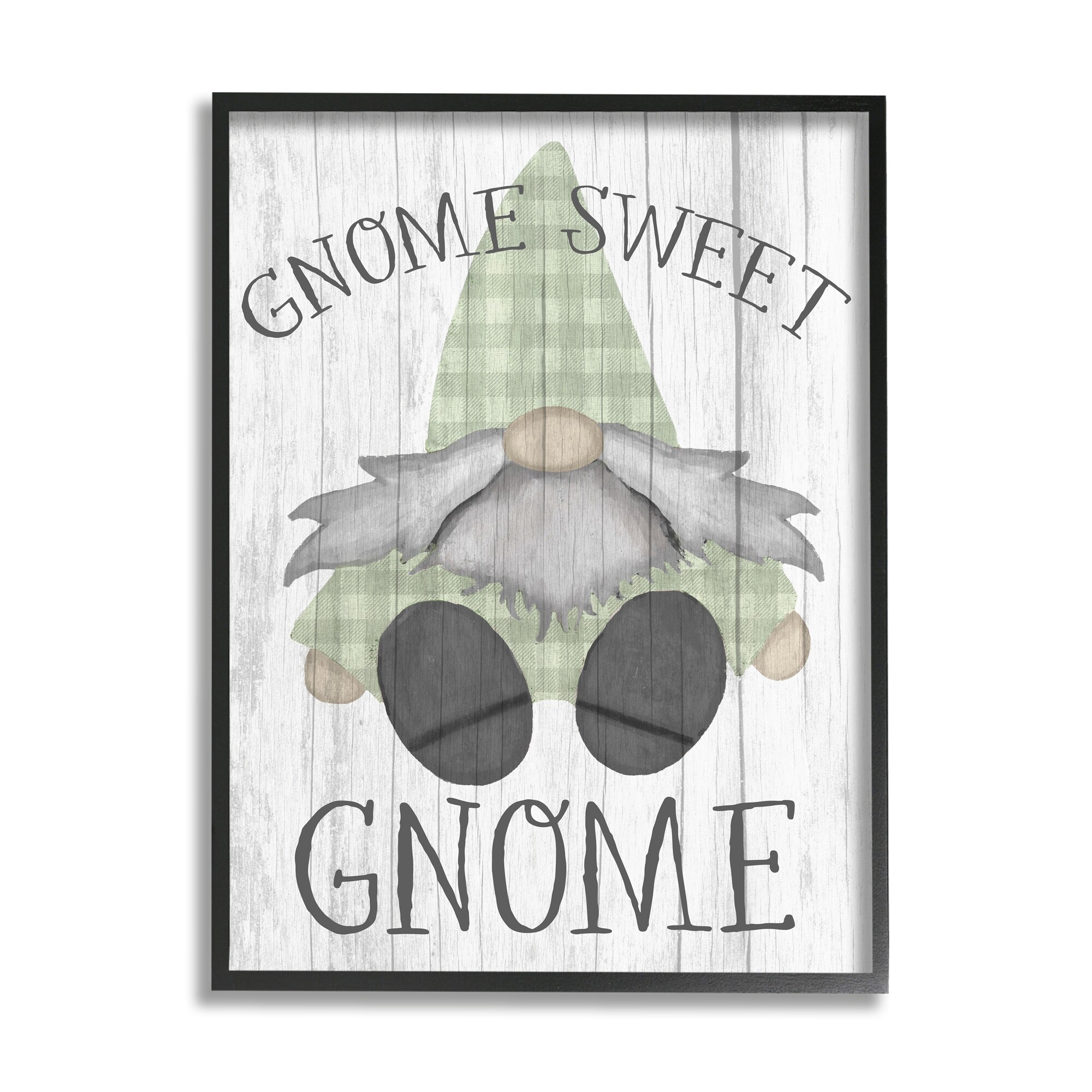 Stupell Industries Gnome Sweet Gnome Garden Home Pun Fairy Tales & Fantasy Painting Black Framed Art Print Wall Art, 11 x 14
