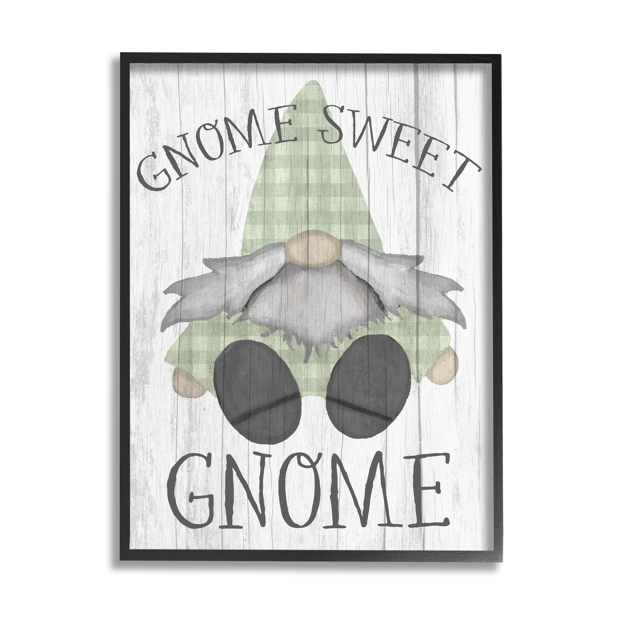 Stupell Industries Gnome Sweet Gnome Garden Home Pun Fairy Tales & Fantasy Painting Black Framed Art Print Wall Art, 24 x 30