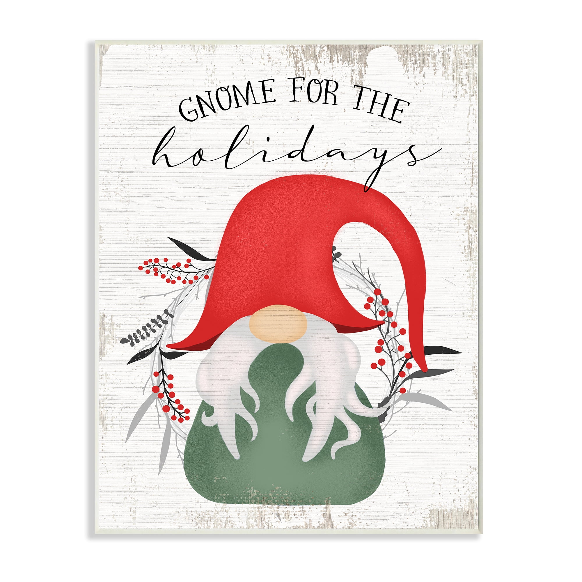 Stupell Industries Gnome for the Holidays Winter Garden Pun Wall Plaque Design by Daphne Polselli