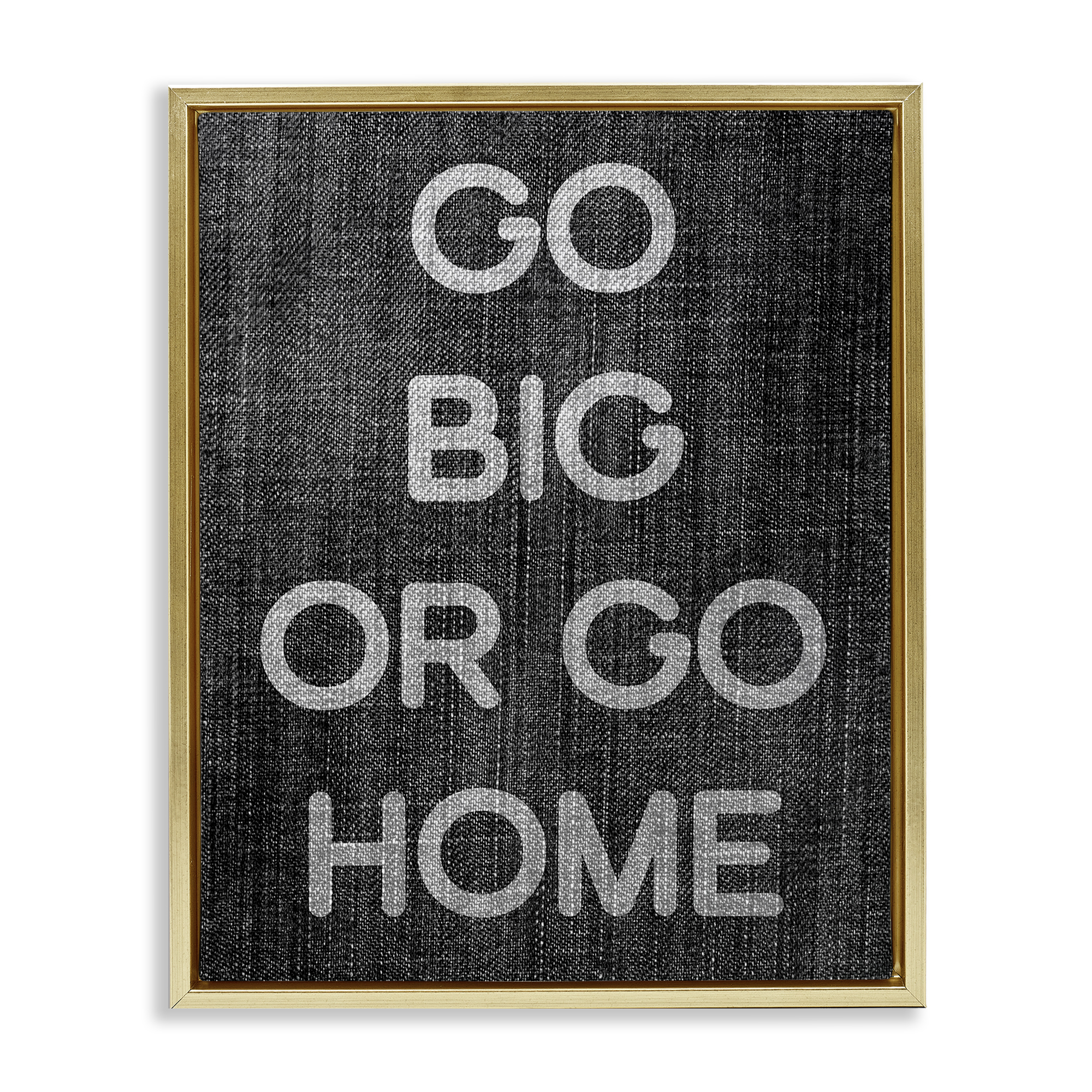 Stupell Industries Go Big or Home Phrase Text & Numbers Painting Gold Floater Framed Canvas Art Print Wall Art, 17 x 21