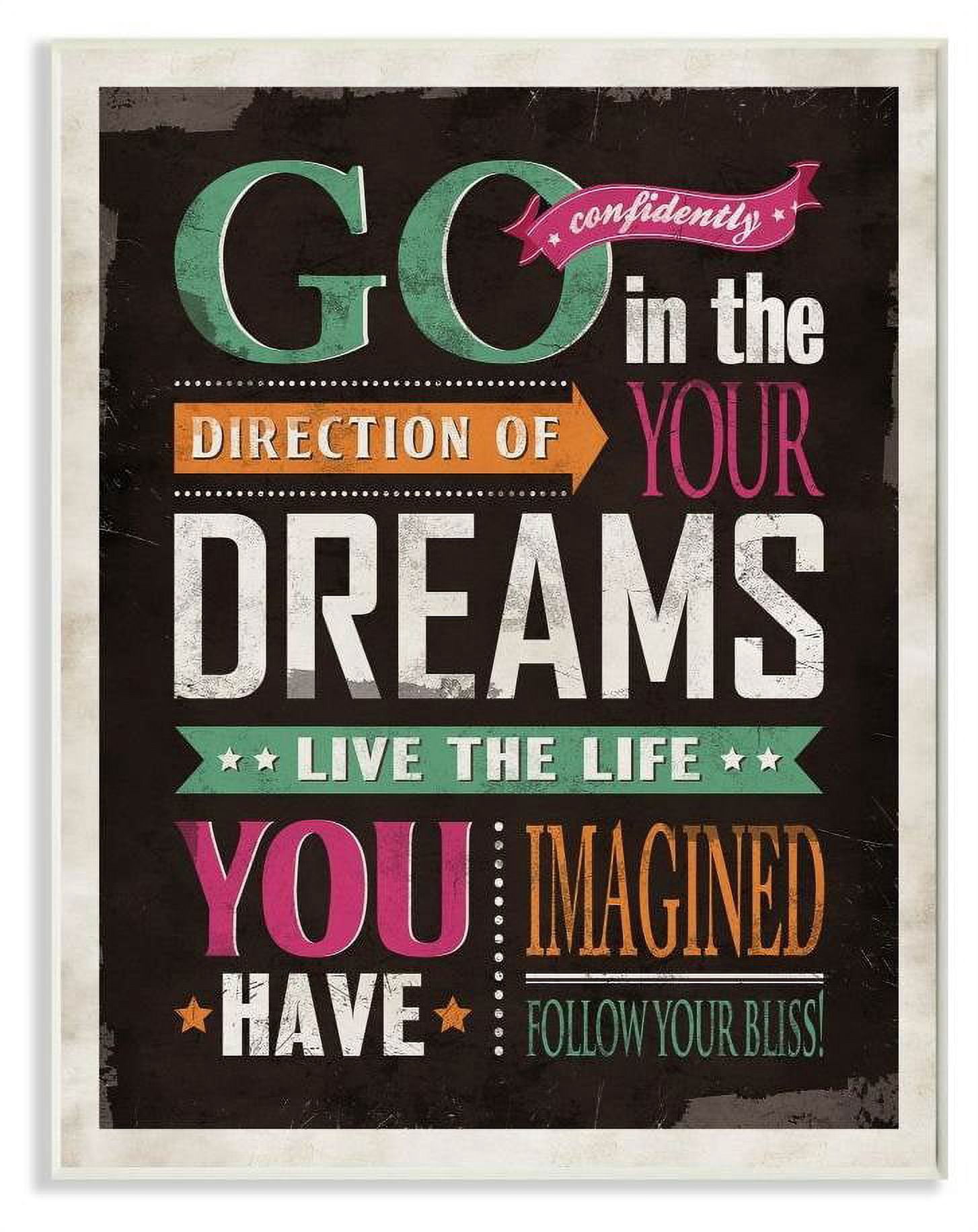 Stupell Industries Go Confidently Inspirational Vintage Word Design Wall Plaque by Ester Kay