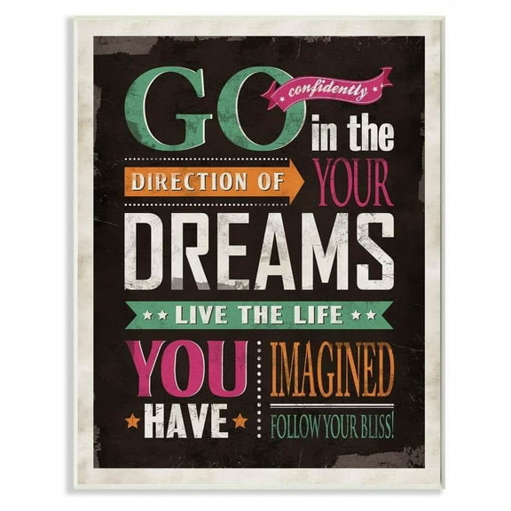 Stupell Industries Go Confidently Inspirational Vintage Word Design Wall Plaque by Ester Kay