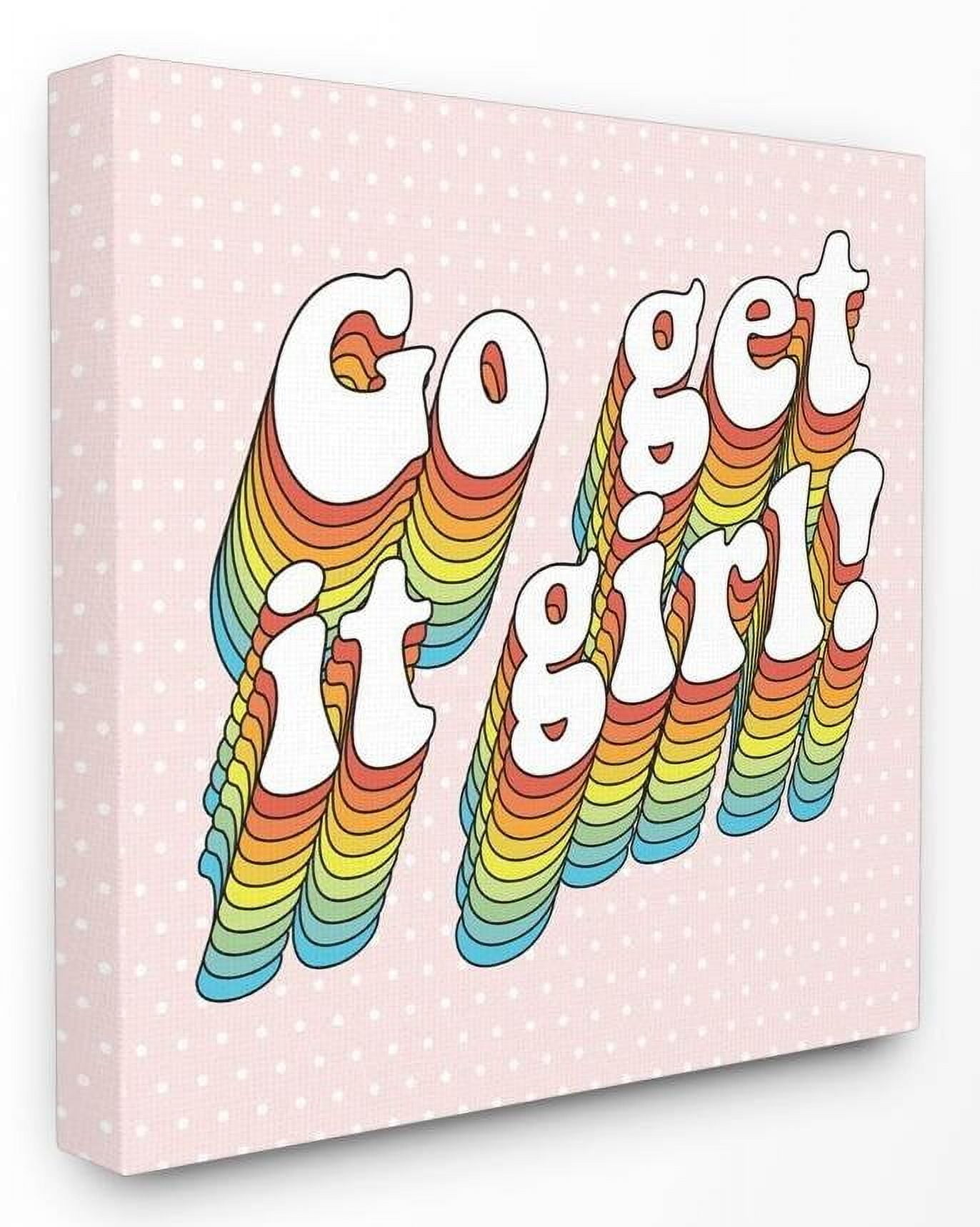 Stupell Industries Go Get It Girl Rainbow Pink Word Design Canvas Wall Art by Dawn Vietro