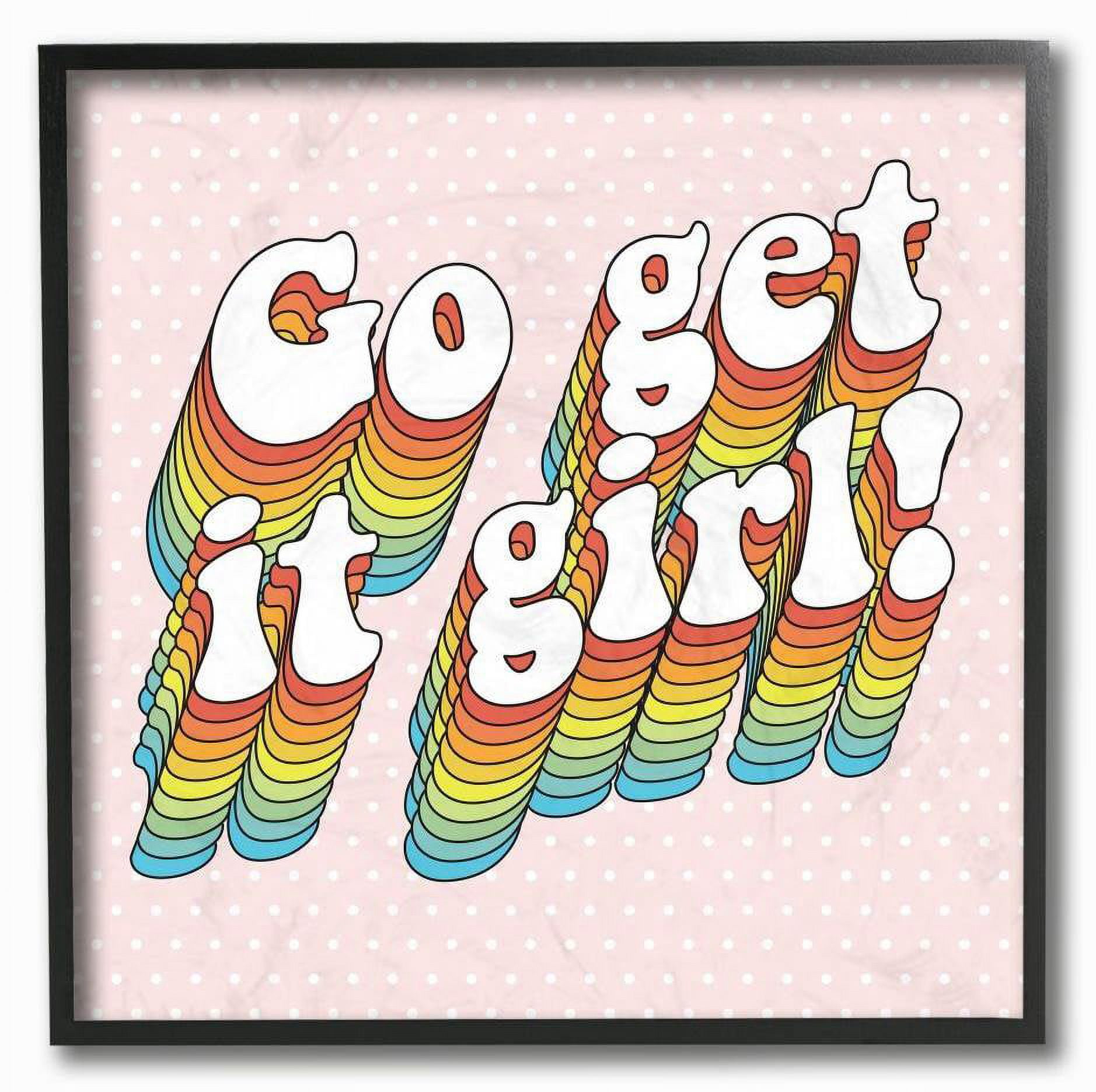 Stupell Industries Go Get It Girl Rainbow Pink Word Design Framed Wall Art by Dawn Vietro