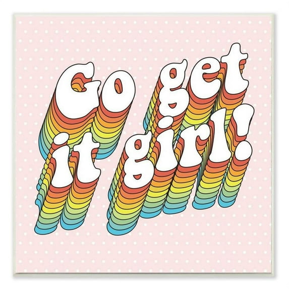 Stupell Industries Go Get It Girl Rainbow Pink Word Design Wall Plaque by Dawn Vietro