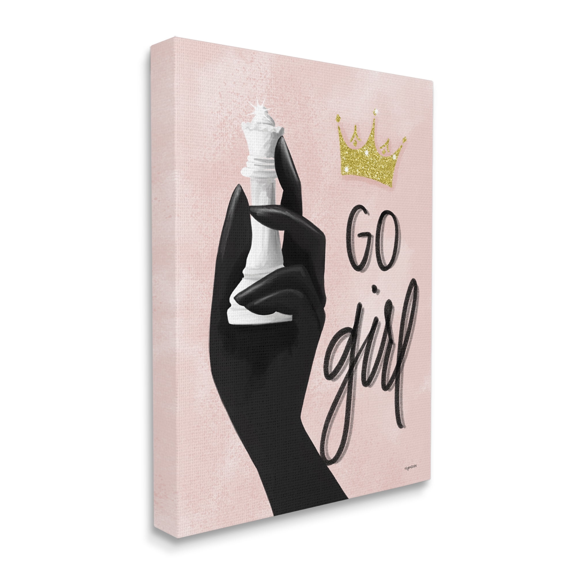 Stupell Industries Go Girl Phrase Sparkle Crown Queen Chess Piece, 24 x 30, Designed by Kyra Brown