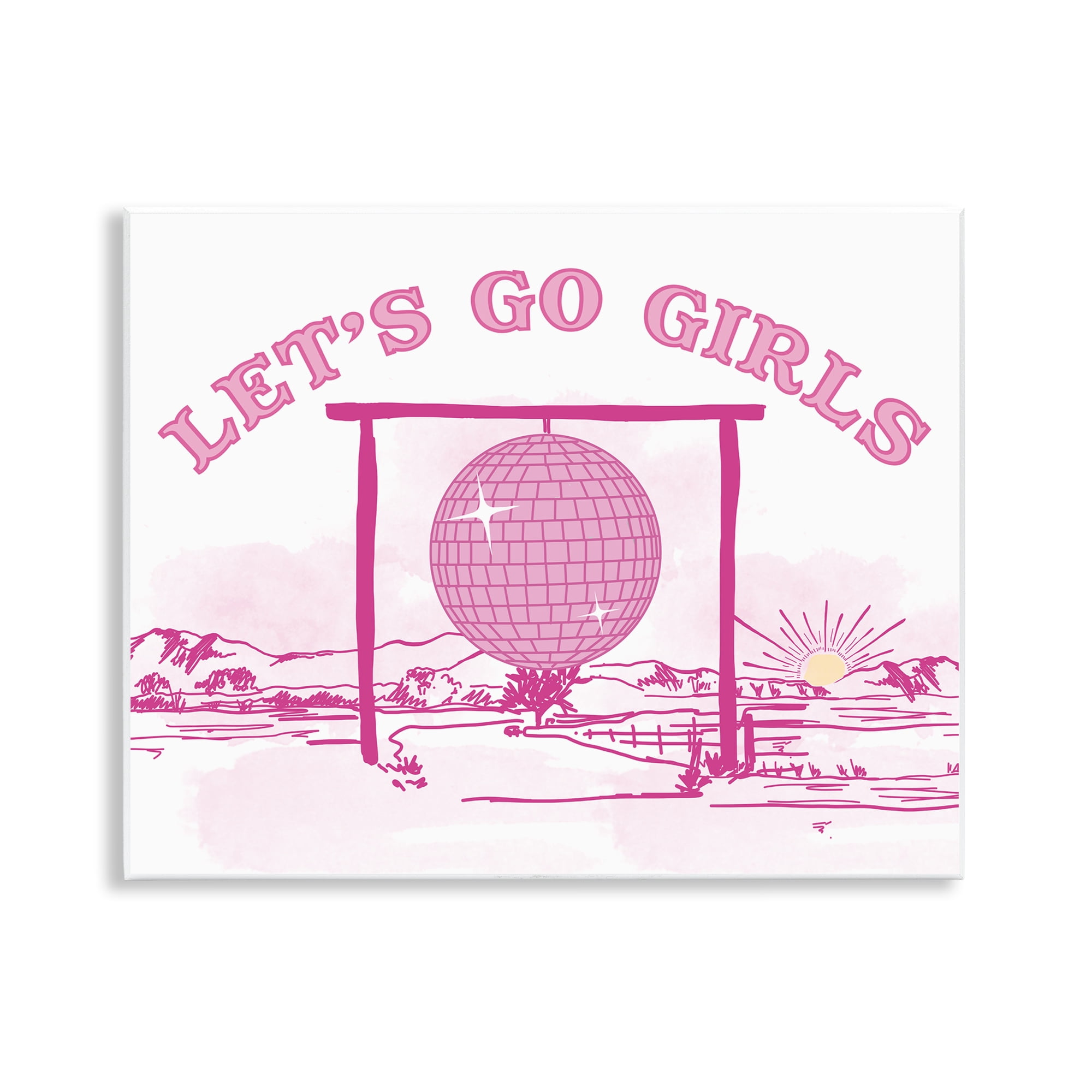 Stupell Industries Go Girls Western Disco Landscape & Nature Painting Unframed Art Print Wall Art, 14 x 11