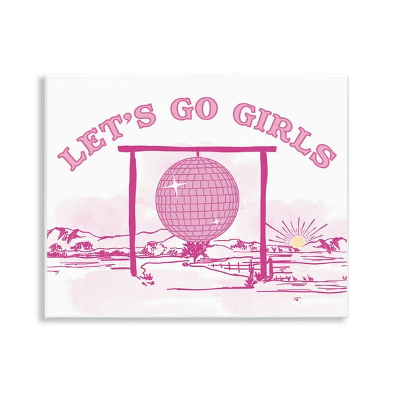 Stupell Industries Go Girls Western Disco Landscape & Nature Painting Unframed Art Print Wall Art, 14 x 11