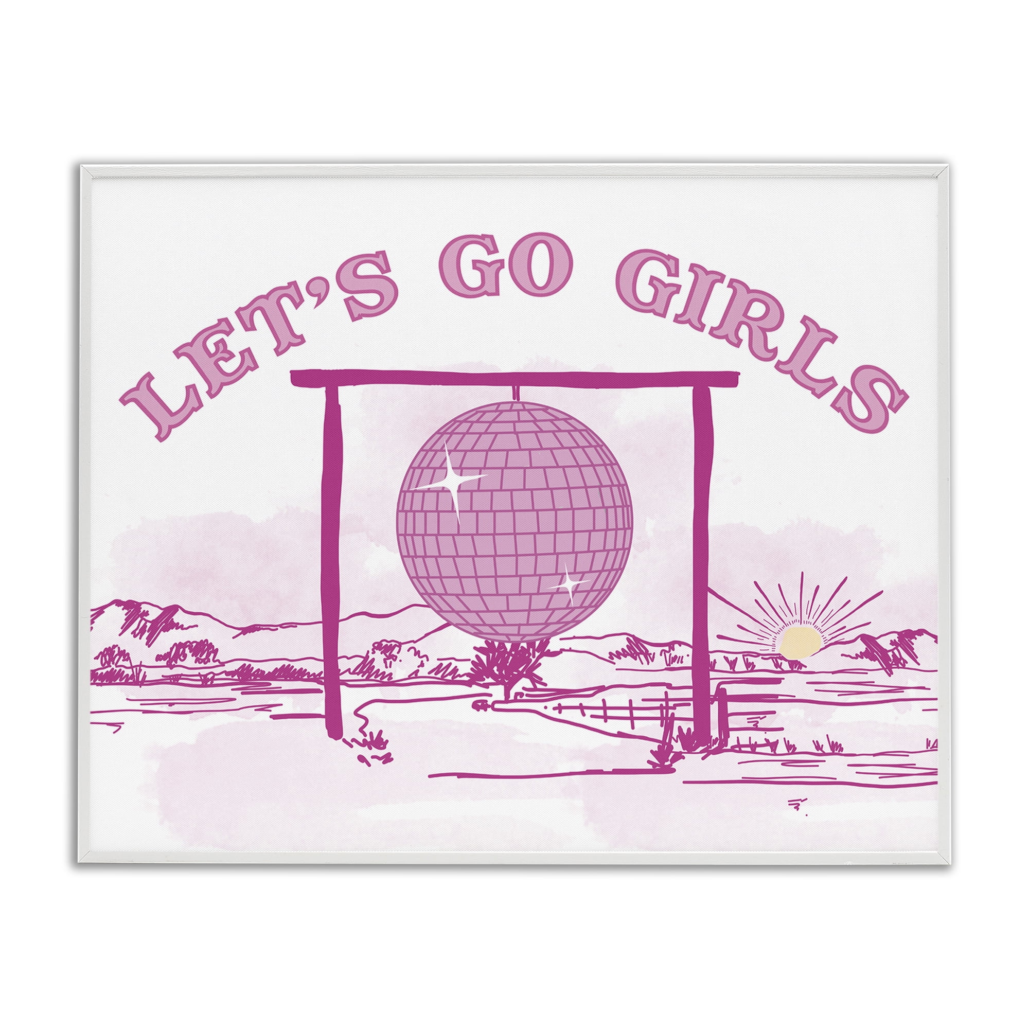Stupell Industries Go Girls Western Disco Landscape & Nature Painting White Framed Art Print Wall Art, 30 x 24