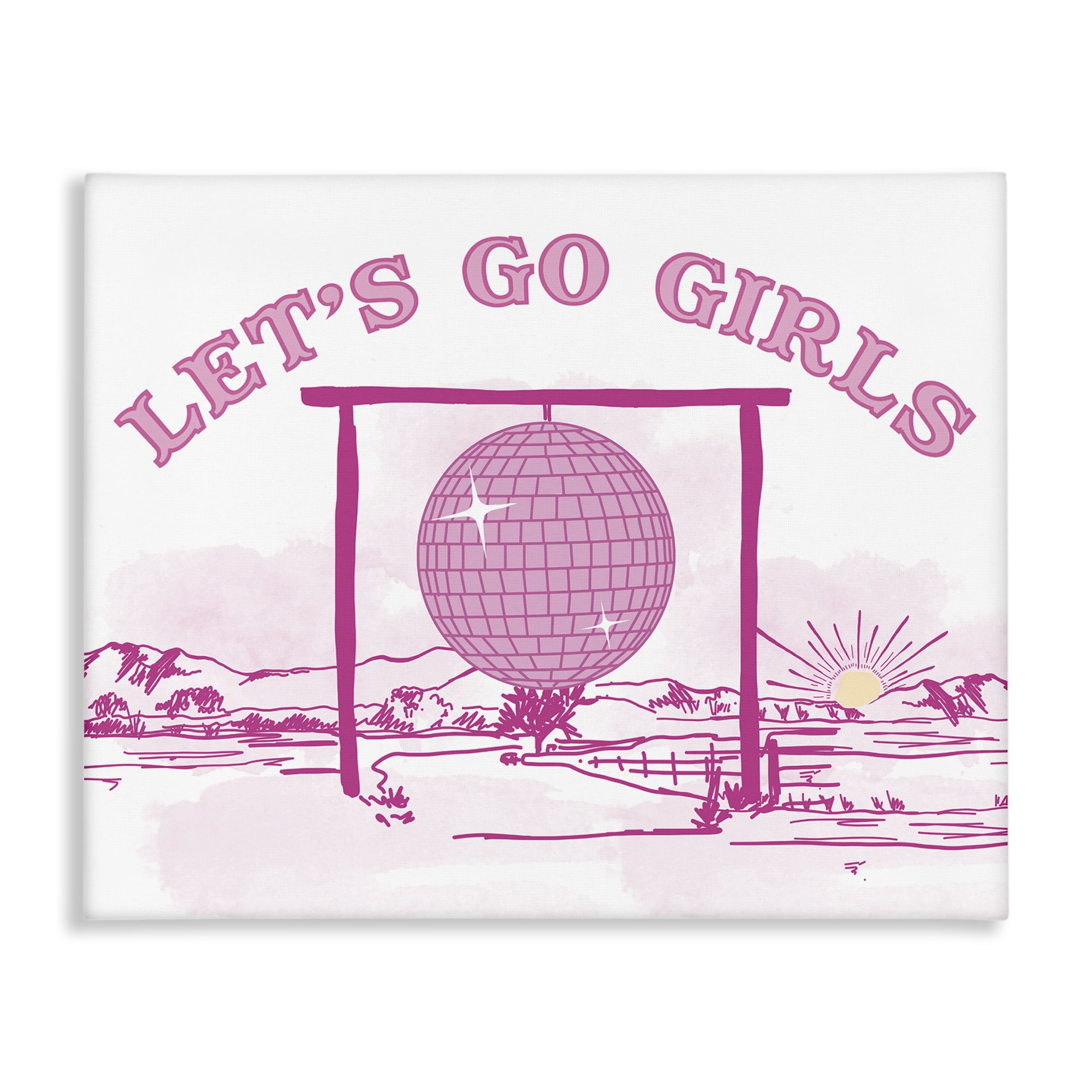 Stupell Industries Go Girls Western Disco Landscape & Nature Painting Wrapped Canvas Art Print Wall Art, 20 x 16