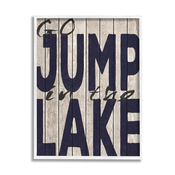 Stupell Industries Go Jump In The Lake Country Typography Navy Graphic Art Framed Art Print Wall Art, 16x20, By Regina Nouvel