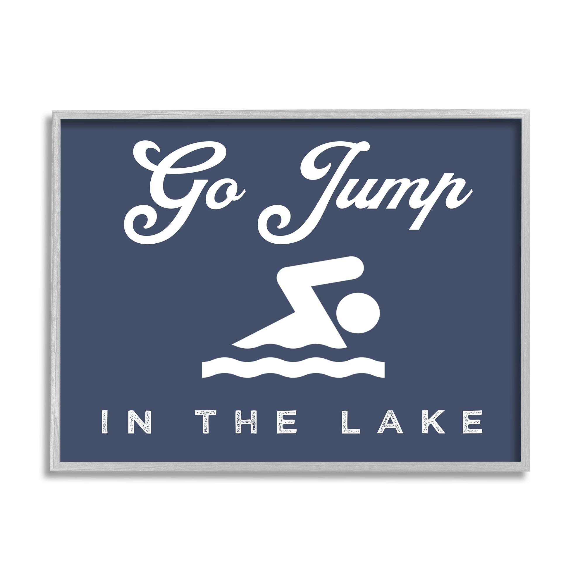 Stupell Industries Go Jump in Lake Nautical Swimmer Iconography Sign,20 x 16, Design by Daphne Polselli