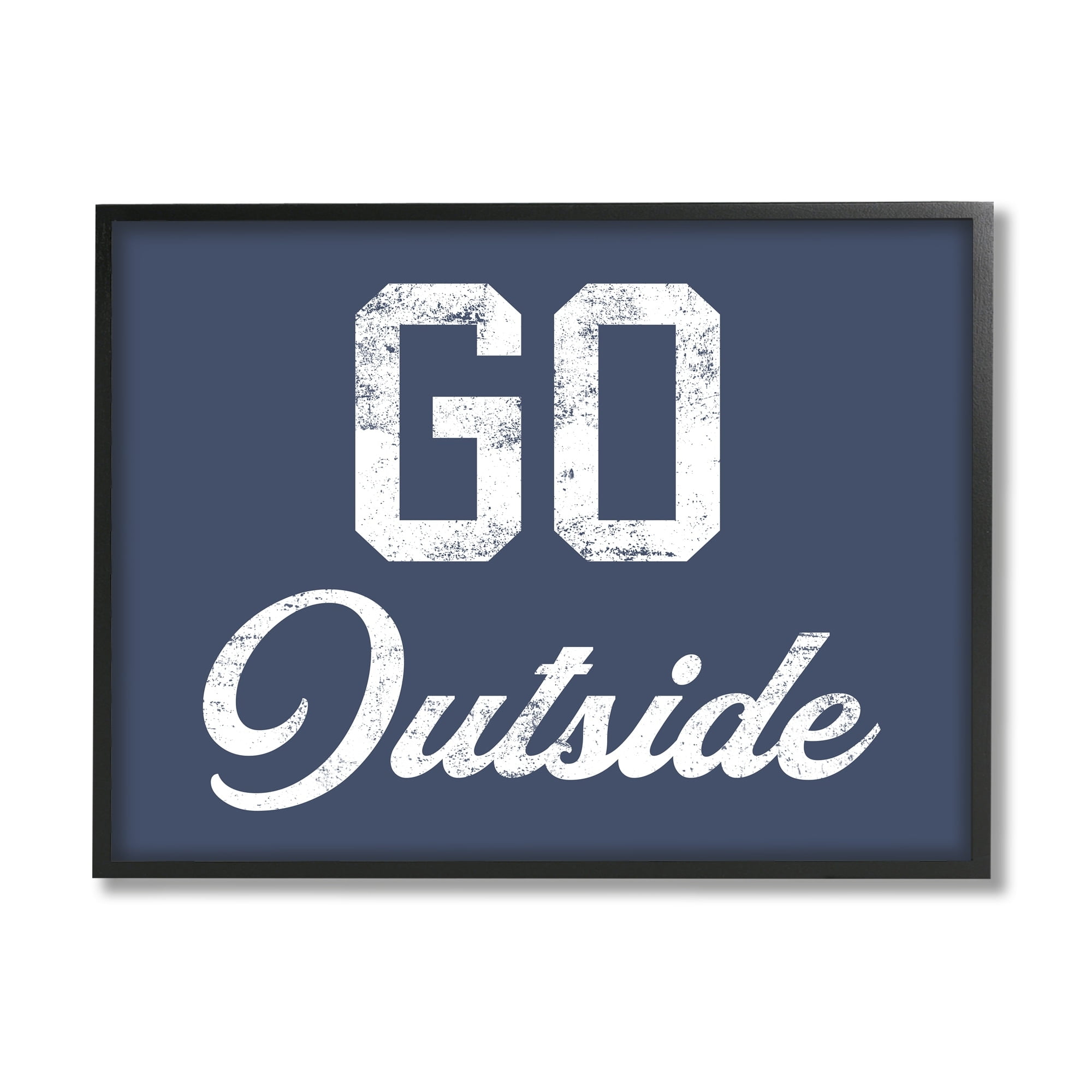 Stupell Industries Go Outside Kids Vintage Text Phrase Design Graphic Art Black Framed Art Print Wall Art, Design by Daphne Polselli